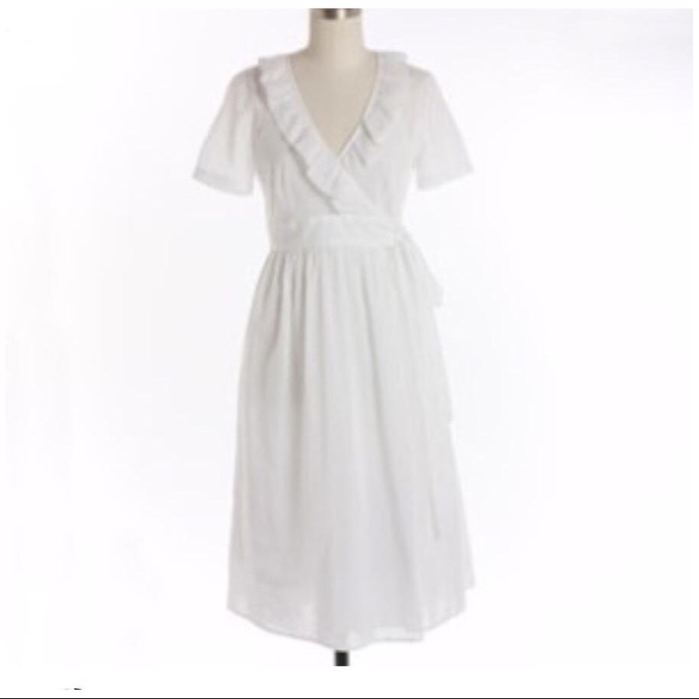J Crew Fontana Swiss-Dot Wrap drees white Sz 12 - Picture 1 of 8